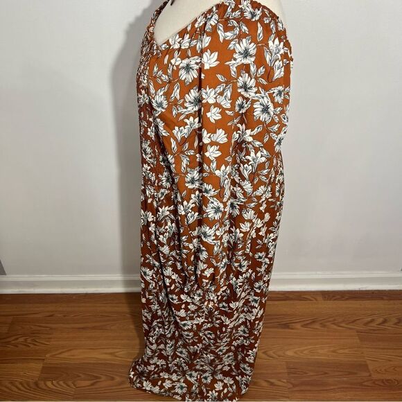LaLigne Brown Floral‎ Cottagecore Midi Dress -- 3XL - Picture 6 of 13